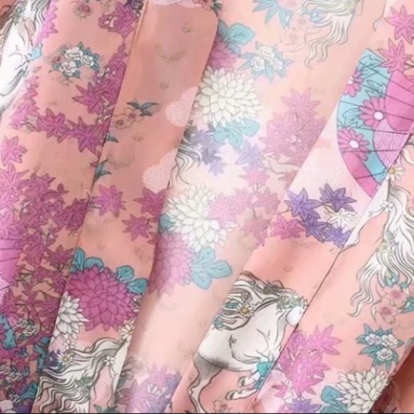 SOLD OUT Boho Pink Unicorn Horses Coverup Kimono Robe Wrap - Picture 6 of 8